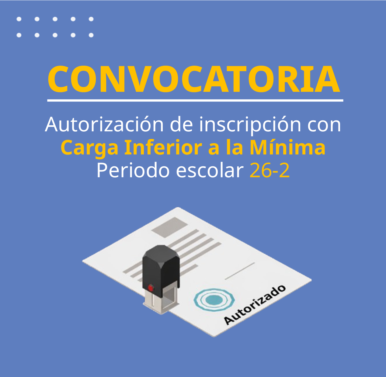 Autorizació de inscripción con carga inferior a la mínima