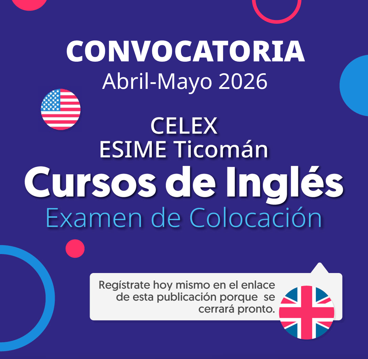 Convocatoria Celex abril-Mayo 2026