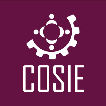 Logotipo: Engrane, al centro hay cuatro personas alrededor de una mesa, abajo de este dibujo aparece la palabra COSIE